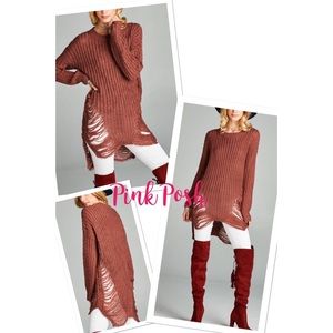 Thick Knitted Ripped Sweater