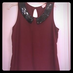 Burgundy Top with cute collar