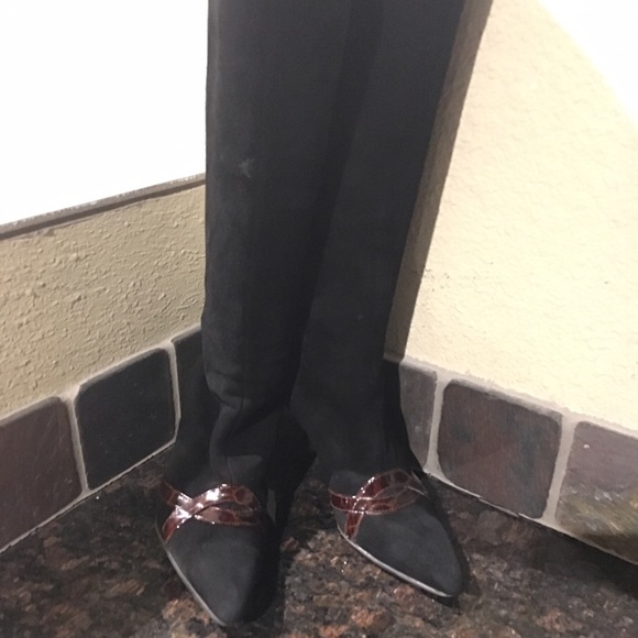 Prevata Italian Black Leather/Suede Boots - Picture 3 of 4