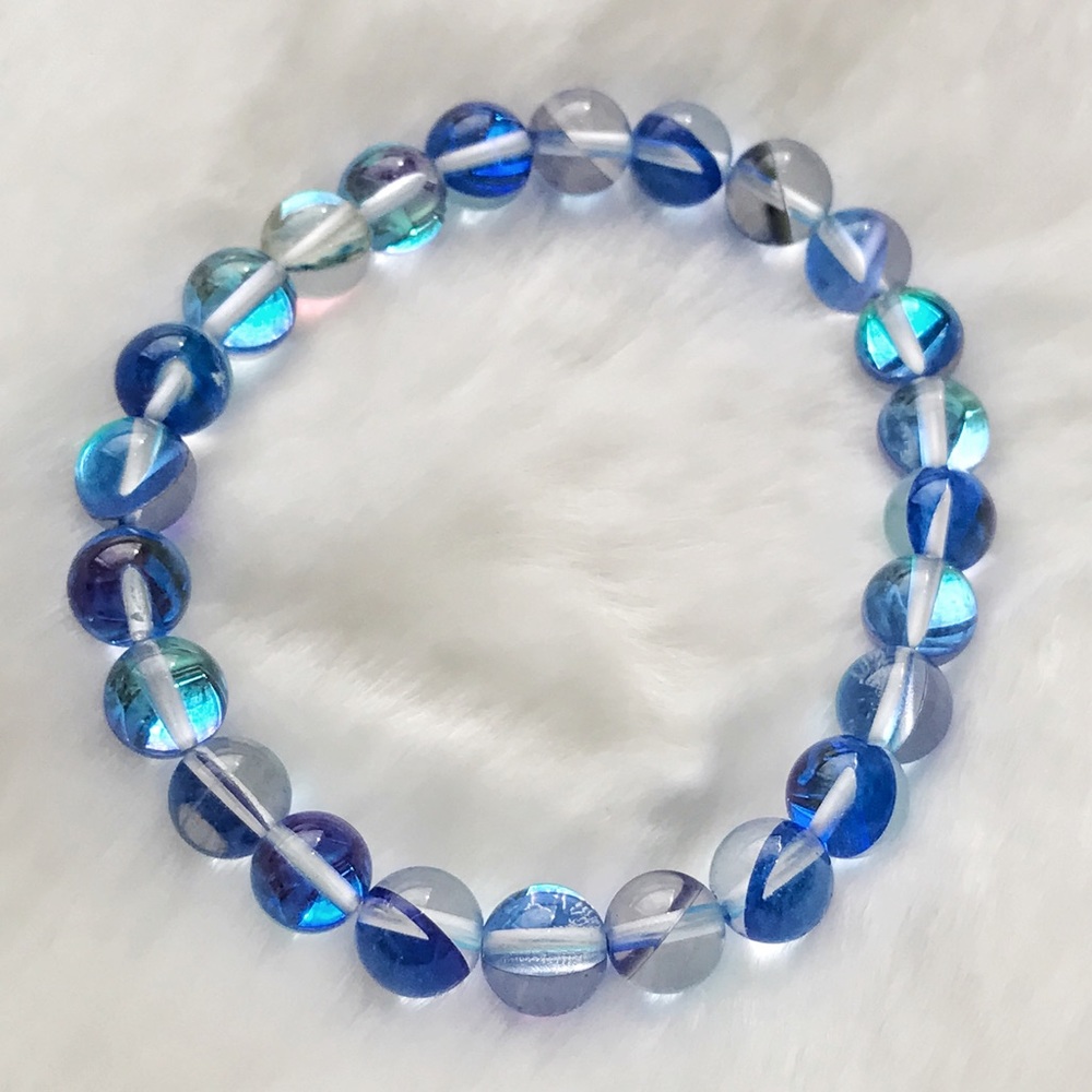 Clear Blue Glass Bracelet