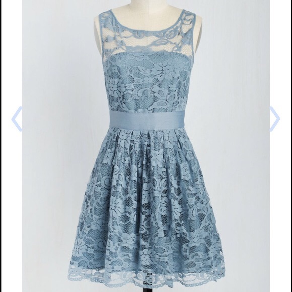 BB Dakota lace dress in smokey blue grey