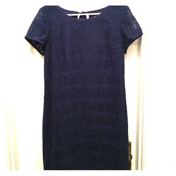 Ann Taylor Loft blue lace shift dress