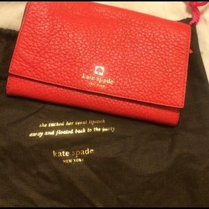 Kate Spade red cobble stone leather crossbody