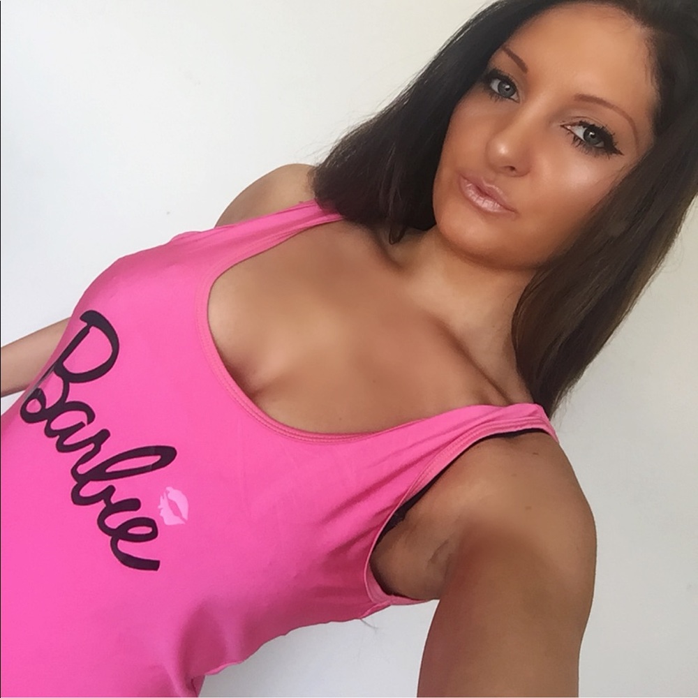 PINK BARBIE SWIMSUIT ONE PIECE MONOKINI - Picture 5 of 8
