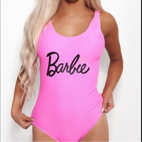 PINK BARBIE SWIMSUIT ONE PIECE MONOKINI - Picture 6 of 8