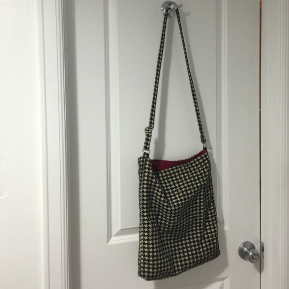 Houndstooth crossbody cotton purse