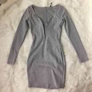 Deep V cute long sleeve dress