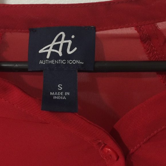 Bundled !Rad Red see-through blouse - Picture 2 of 3