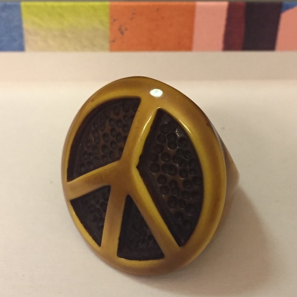 Francesca's Wooden Peace Sign Ring