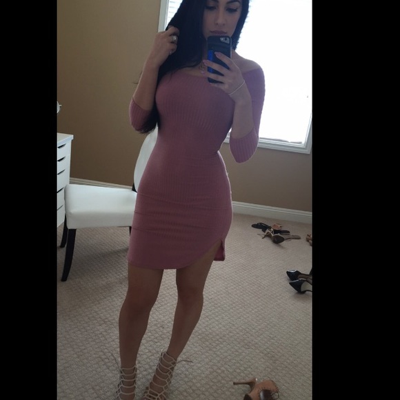 Pink off the shoulder dress