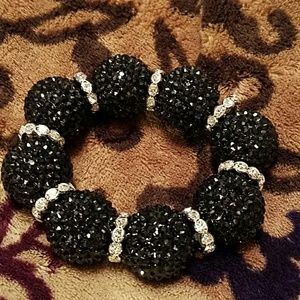 BNWOT. CHUNKY BLACK AND SILVER WITH RHINESTONES