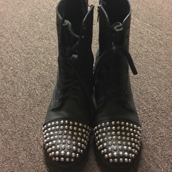Black studded combat boots