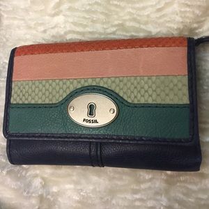 Fossil Navy Leather Wallet (from Key Collection)