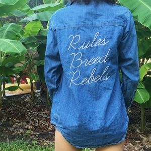 Gypsy Warrior Rules Breed Rebels Denim Shirt