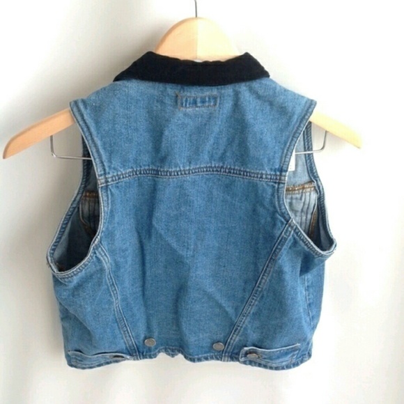 SOLD Vintage Denim Jean Vest with Velvet Collar - Picture 2 of 2
