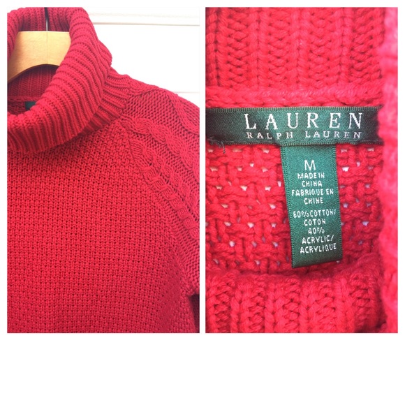 🚨SOLD🚨RALPH LAUREN Red Cable Knit Sweater - Picture 3 of 4