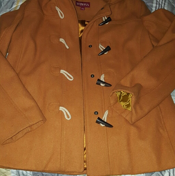Mustard/gold colored Merona Hooded Peacoat