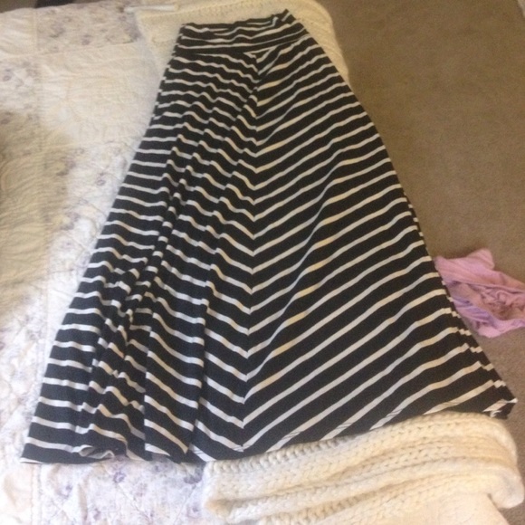 Black and white striped maxi shirt