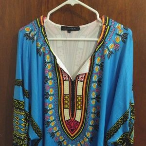 Dashik print shirt dress