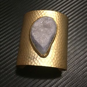 14k verril cuff with lavender Druze  cut stone
