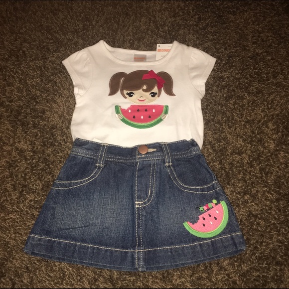 NWT Gymboree Denim Skirt & Matching White Top