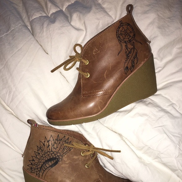 Sperry Harlow Wedge Booties Cognac 8.5