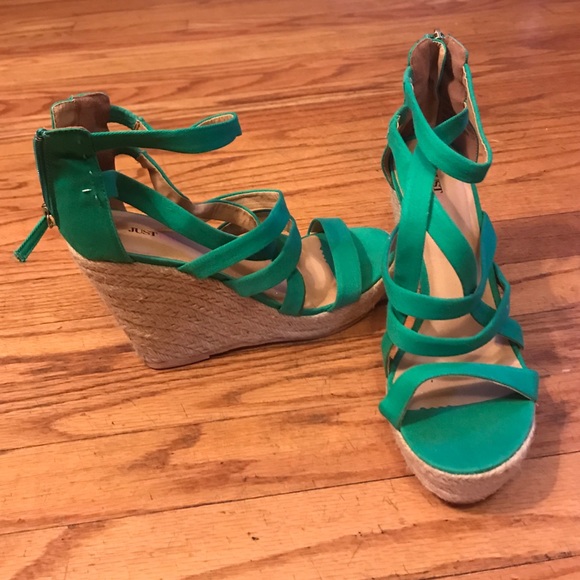 Teal Strapped Wedges