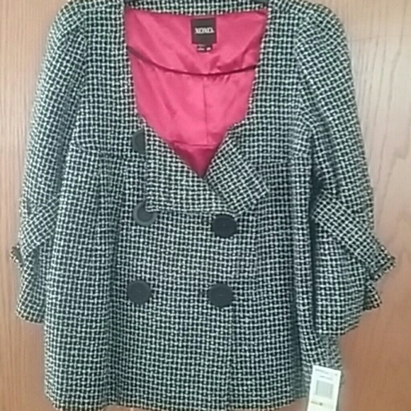 Xoxo crop wool blend jacket.tweed black Y2K. Vintage. Missing button. - Picture 3 of 6