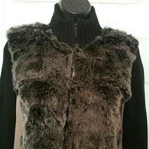 DKNY Jeans fur zip up sweater