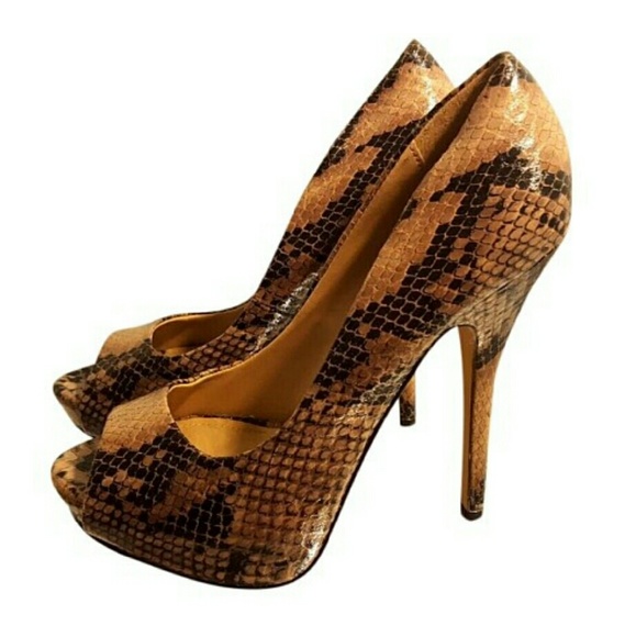 ALDO Snakeskin Peep Toe Heels