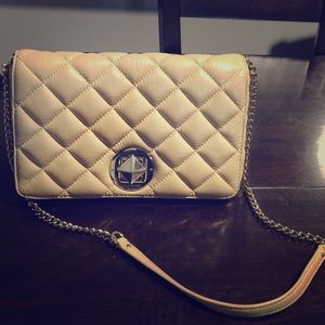 Kate Spade nude, quilted, leather purse/clutch