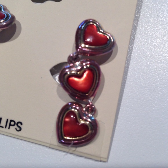 Dangling Heart Clip Earrings - Picture 2 of 4