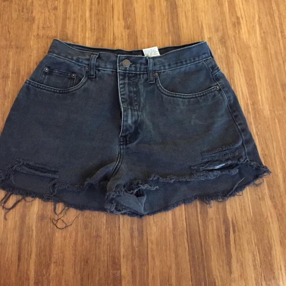 Cut off faded black denim shorts