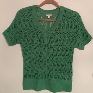 Short sleeve crocheted sweater