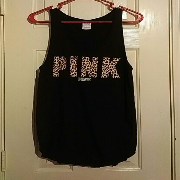 Black tank top with cheetah print words