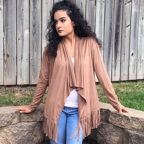🔴SALE🔴 Suede Fringe Cardigan - Picture 2 of 3