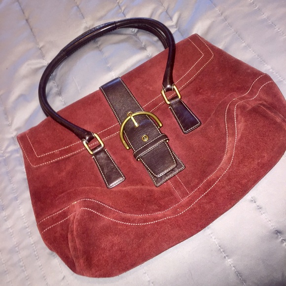 Maroon Suede Coach Purse