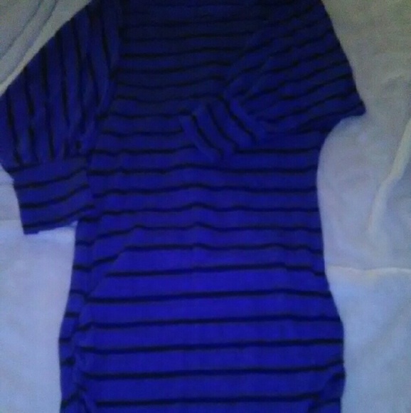 Blue with black stripes dress (stretch material) - Picture 1 of 1