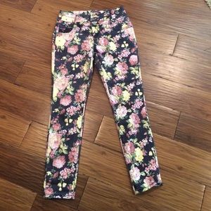 High Waist Black Floral Skinnies