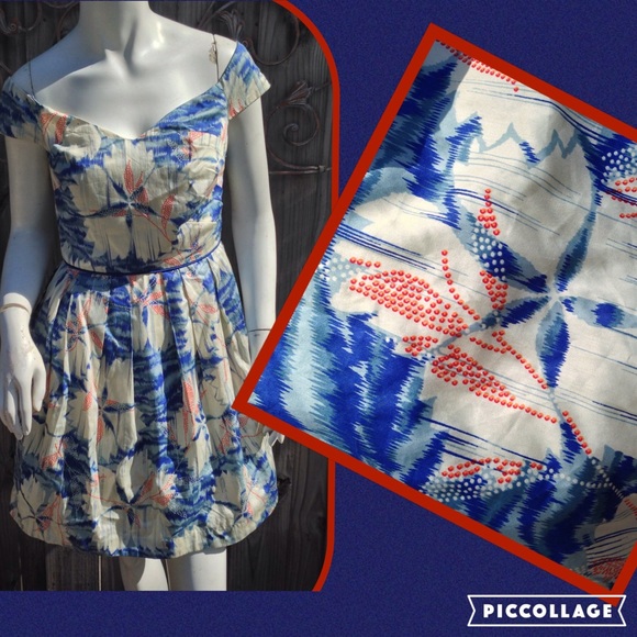 Miss Closet Floral Off Shoulder Dress Small
