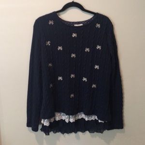 Navy Blue Bow Sweater