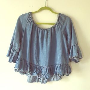 Denim Zara off the shoulder top!