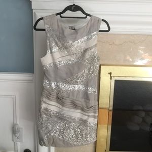 Alice and Olivia Silver Lace and Sequin Dress