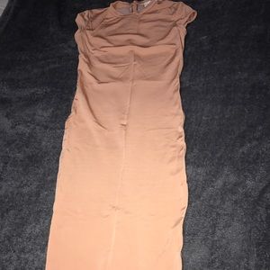 Nude Bodycon Midi Dress