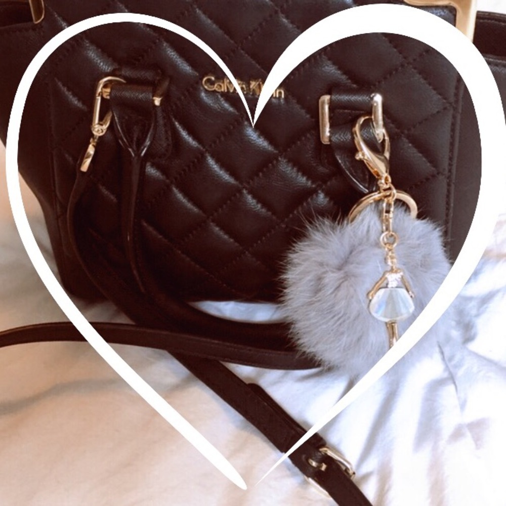 Gray purse Pom Pom