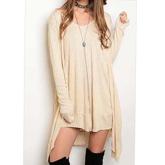 Long Sleeve Hi Lo Ribbed Loose Fit Tunic - Picture 2 of 3