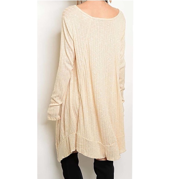 Long Sleeve Hi Lo Ribbed Loose Fit Tunic - Picture 3 of 3