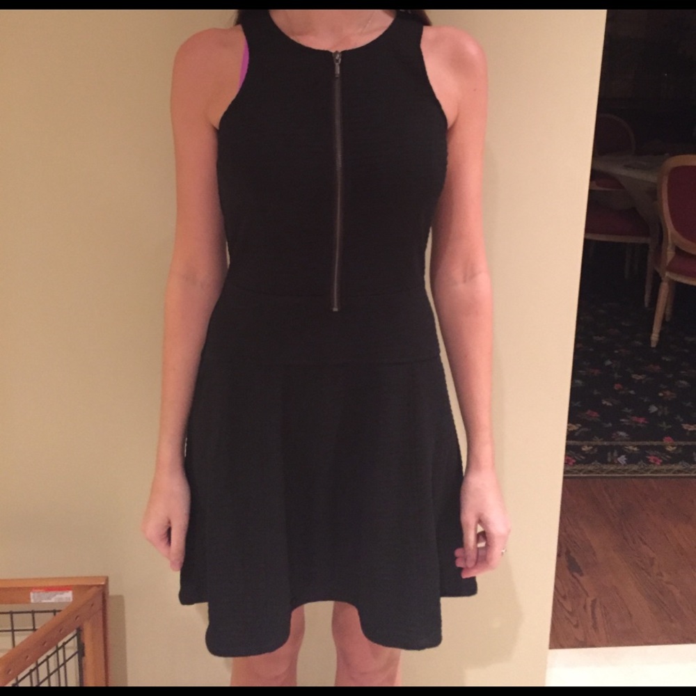 Zip front black dress