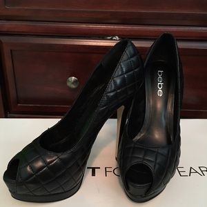 Bebe black peep toe heels