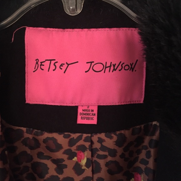 Betsy Johnson Pea Coat with fur Collar - Picture 4 of 4